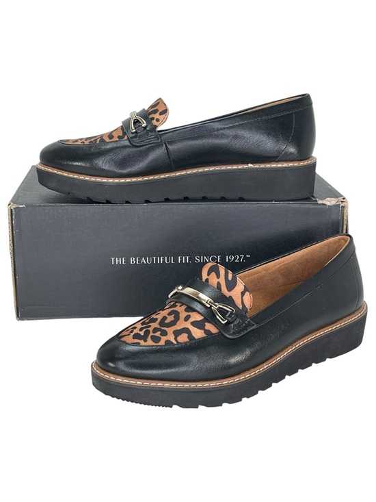 Naturalizer Shoes - Naturalizer Elin Black Leopard Faux Leather Womens Penny Loafers Size 7M